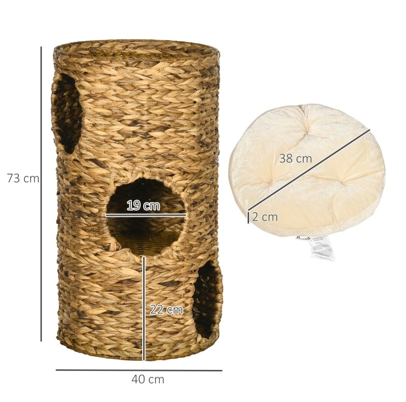 Tonneau per gatto 40 x 73 cm in giacinto d'acqua marrone con cuscini