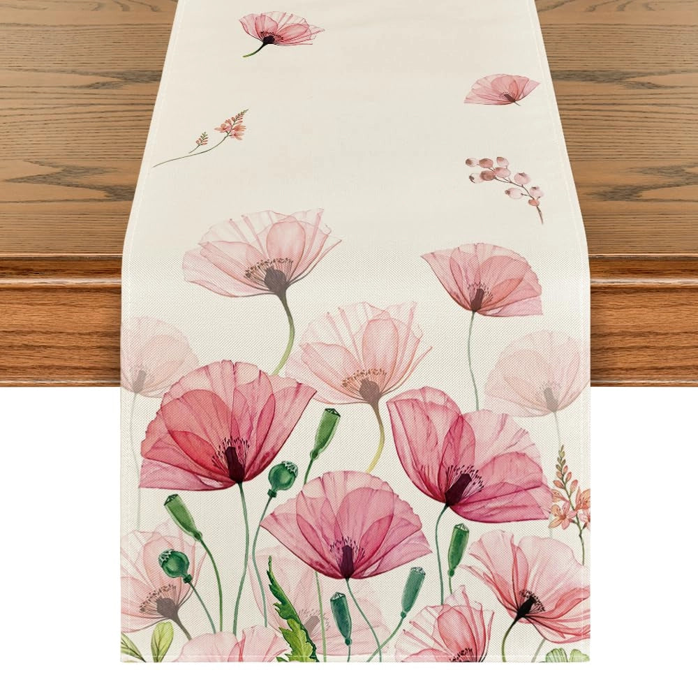 Tovaglia "Papaveri" 40x140 cm, decorazione primaverile per cucina e tavola