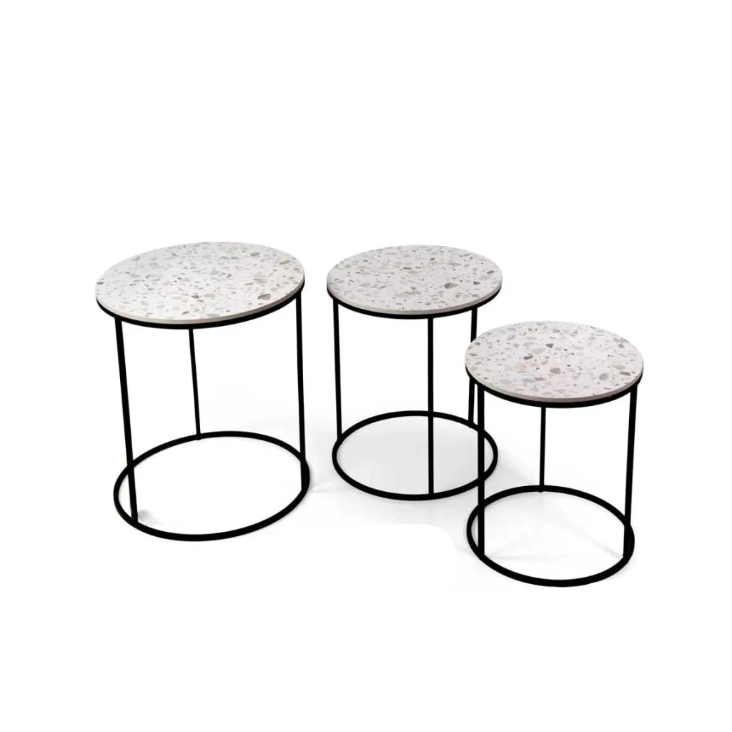 Set 3 tavolini tondi in metallo Ø45/40/35