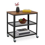 Tavolino con vano contenitore, design industriale, nero e marrone, 61x60x40 cm