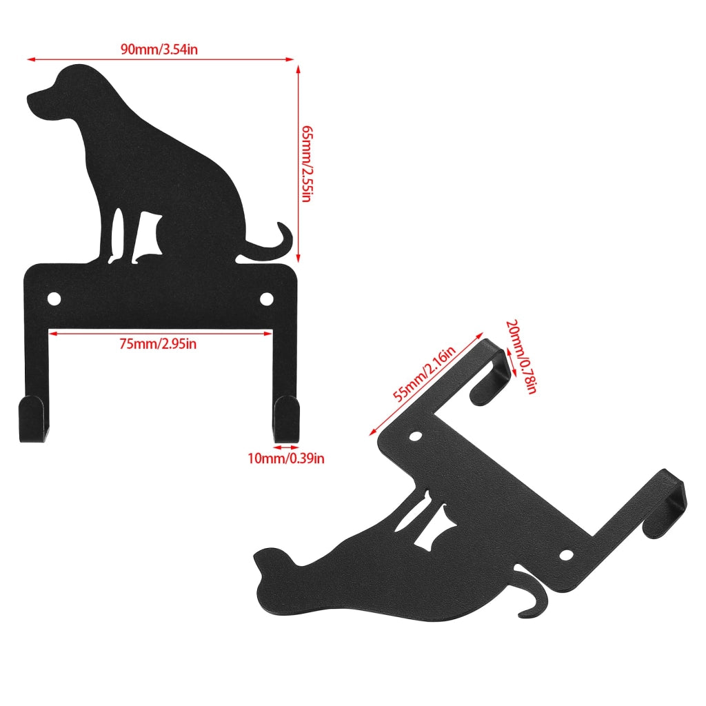 Portachiavi da parete, 2 pezzi, colore nero, motivo cane, con 2 ganci