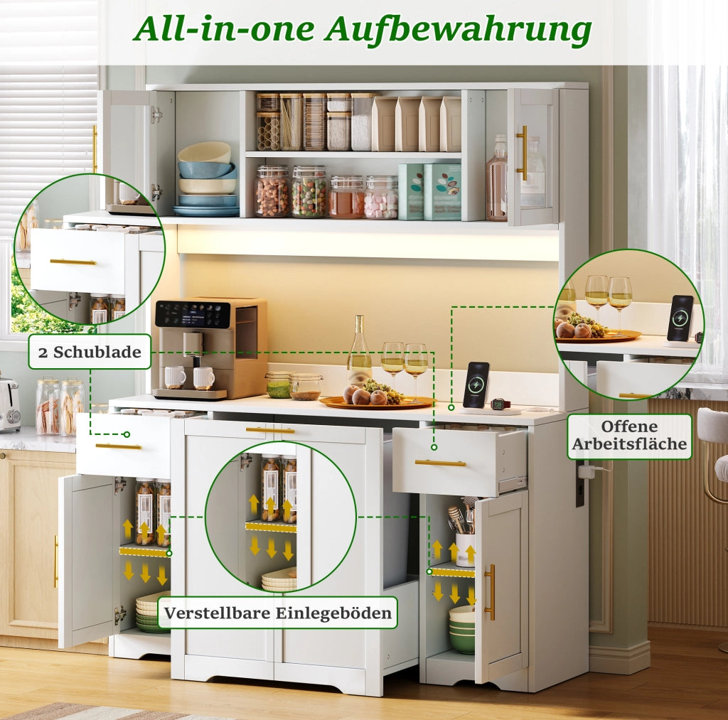 Mobile da cucina bianco in MDF con vani, cassetti e pattumiera