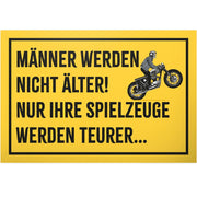 Targa decorativa 30x20 cm, gialla, con motivo motociclistico, regalo divertente per uomini