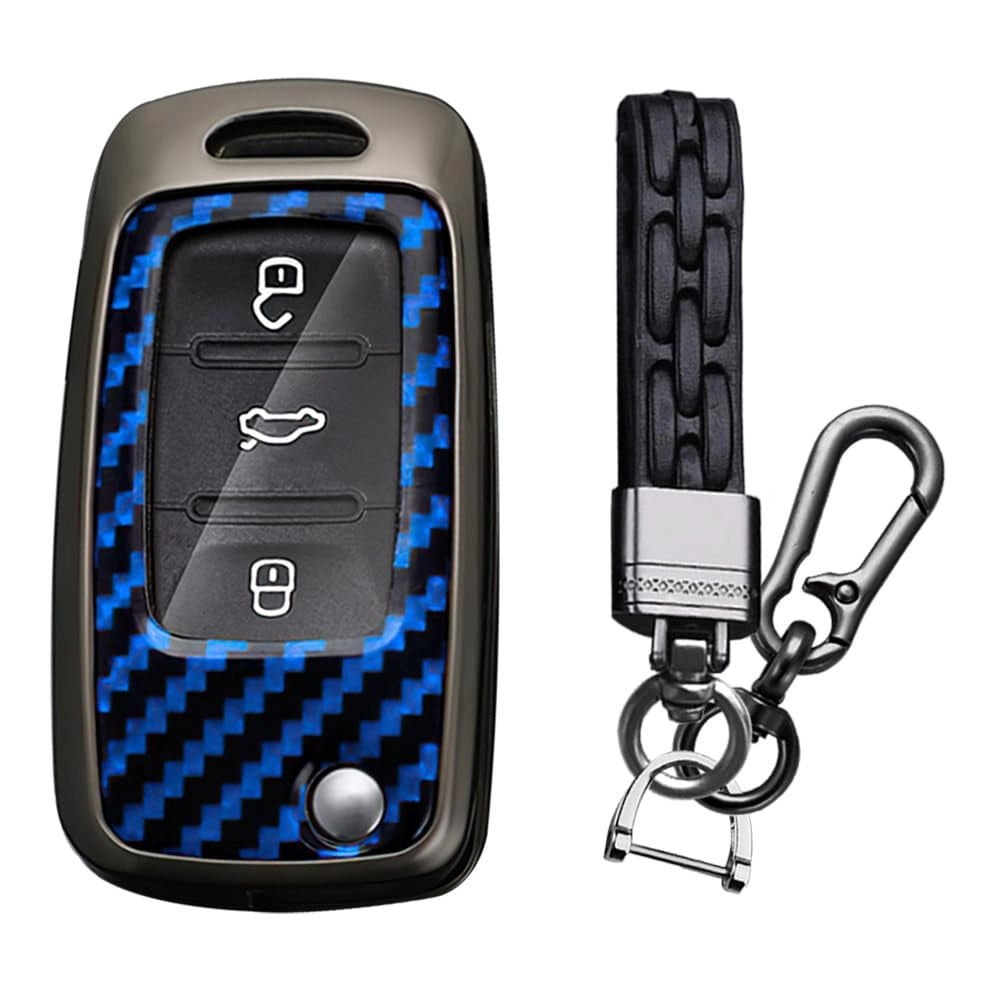 Custodia per chiavi per Volkswagen, 3 tasti, in PVC, colore blu