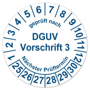 Etichetta di controllo da 30 mm, conforme alla norma DGUV V3, validità 2025-2030, in vinile, confezione da 100 pezzi