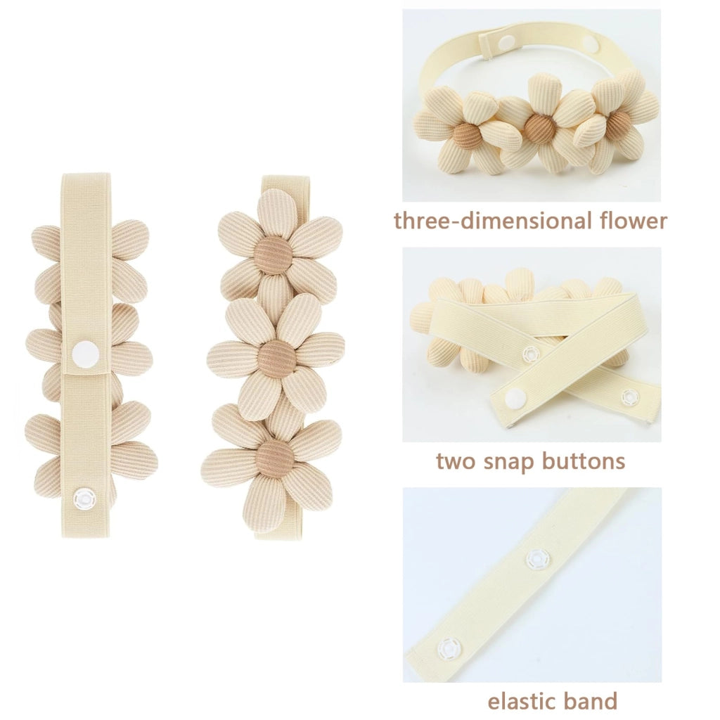 Supporti per tende a forma di fiore, confezione da 4, realizzati in cotone e lino, color beige
