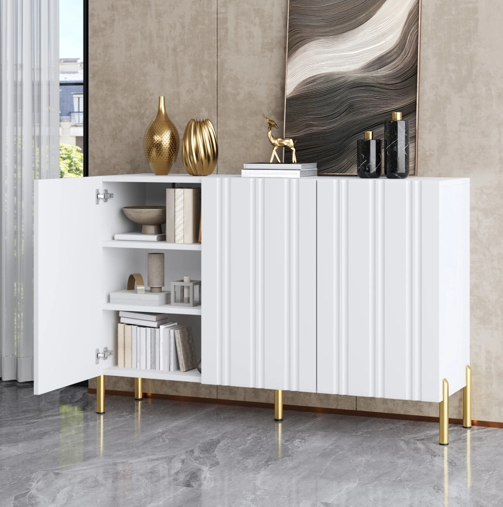 Scarpiera e credenza bianca a 3 ante con ripiani regolabili
