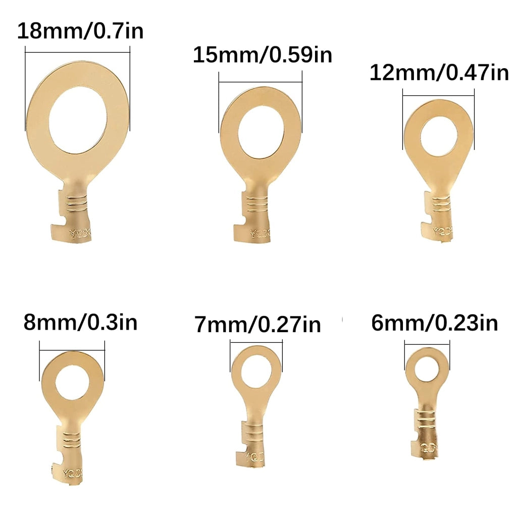 Set di connettori a crimpare, dorati, per cavi, dimensioni M3-M8, 150 pezzi