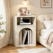 Comodino crema in MDF con 2 vani aperti 40x30x60 cm