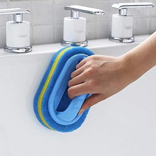 Set di 2 spazzole per la pulizia con manico, ideali per bagno, cucina e piastrelle