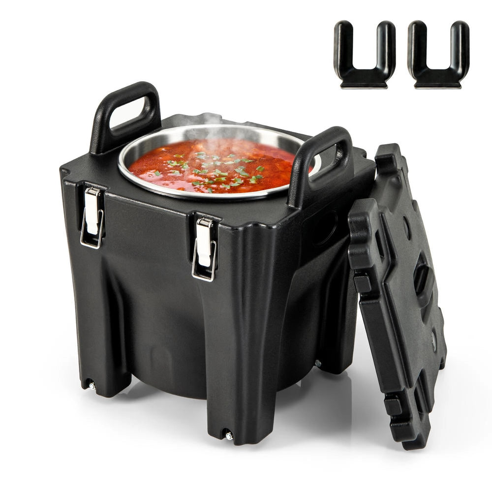Contenitore Termico per Alimenti 32 QT Portatile in Acciaio Inox e PE con 4 Ruote per Catering e Campeggio Nero