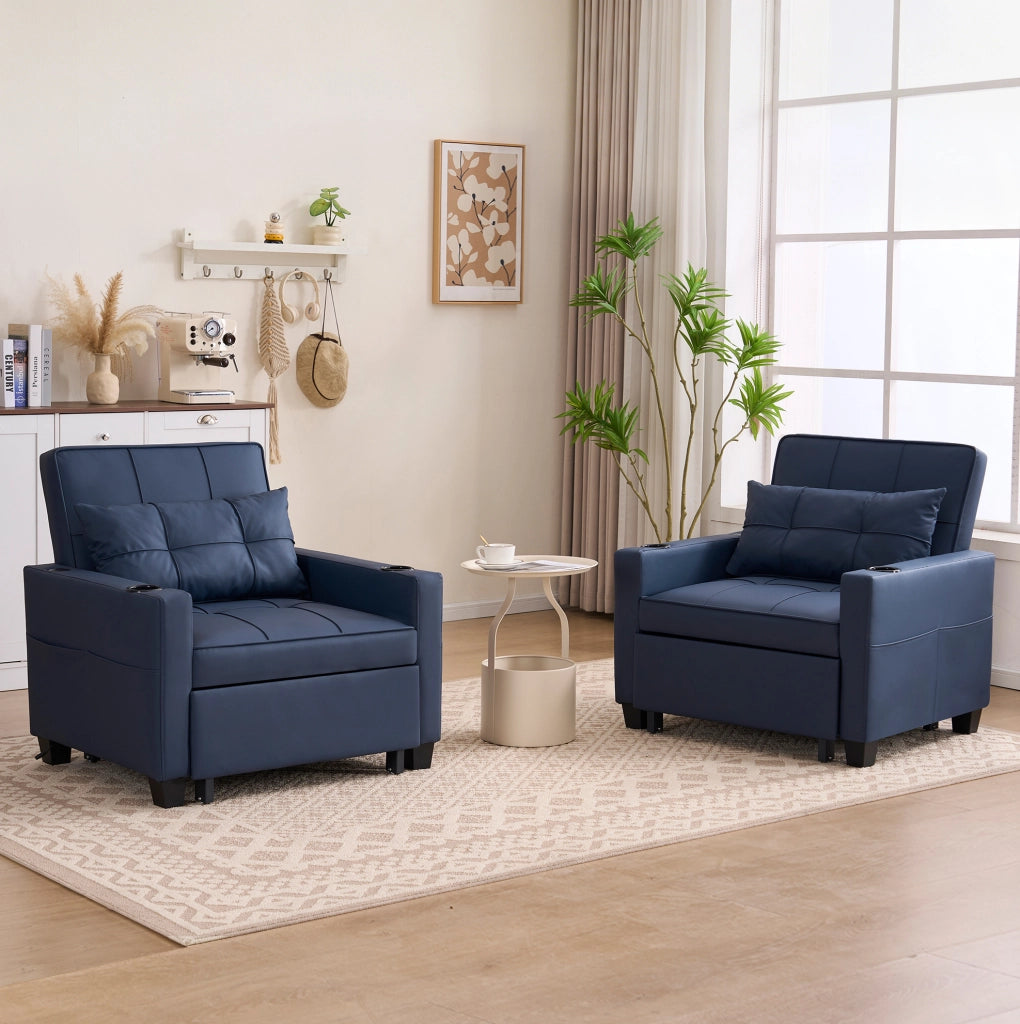 Poltrona trasformabile 3 in 1 blu con funzione letto