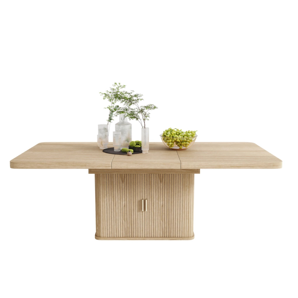 Tavolo da pranzo estensibile 150/200x90x75 cm in MDF rovere con contenitore