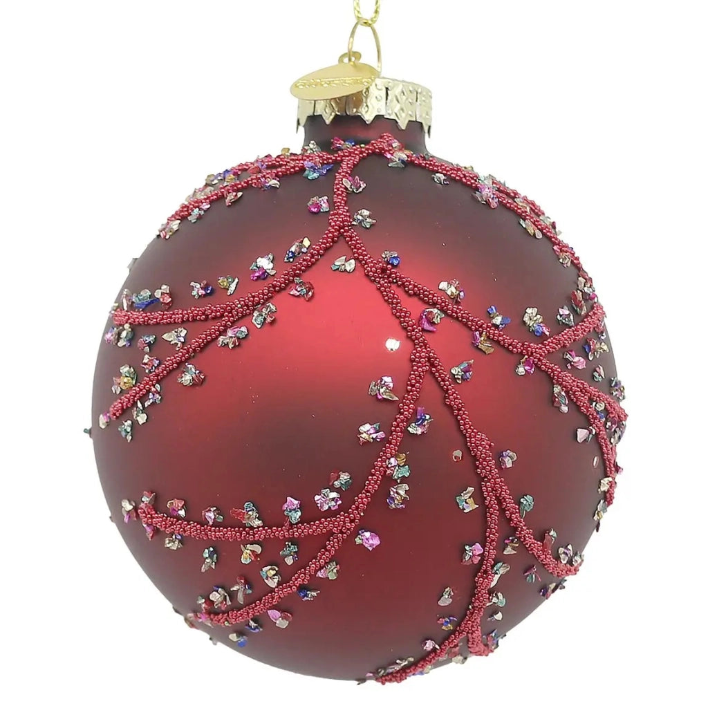 Sfera decorativa Branches in vetro rosso Ø10 cm