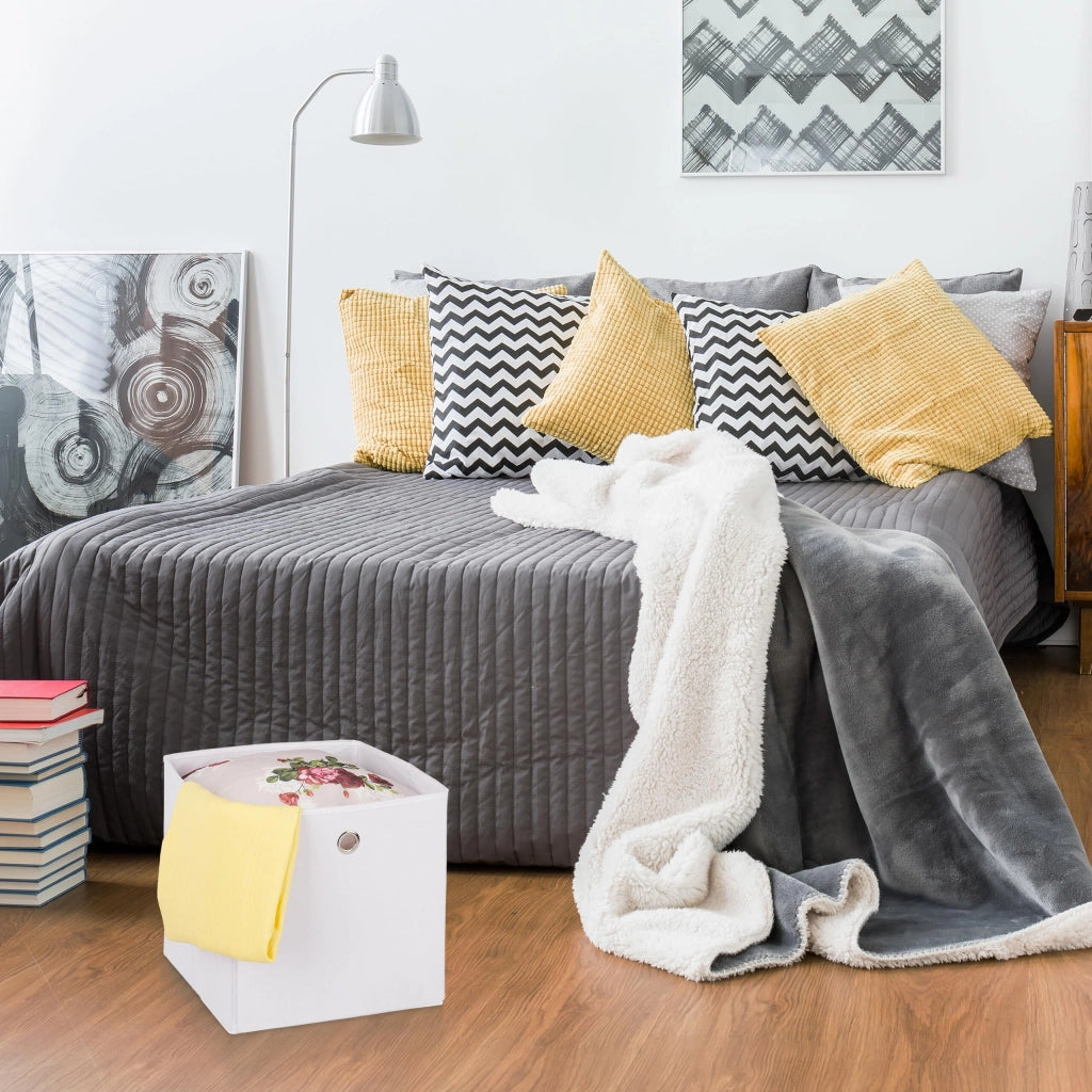 Set di 4 cesti pieghevoli, dimensioni 30x30x30 cm, colore bianco