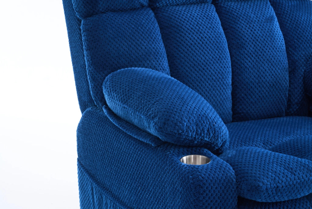Poltrona elettrica blu con alzata assistita, massaggio e riscaldamento