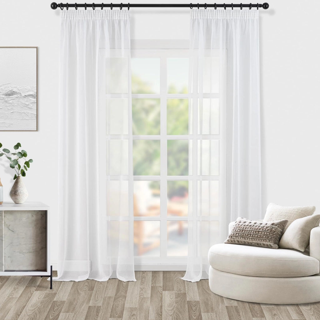 Tende a velo, set da 2, 145x140 cm, bianche, semitrasparenti