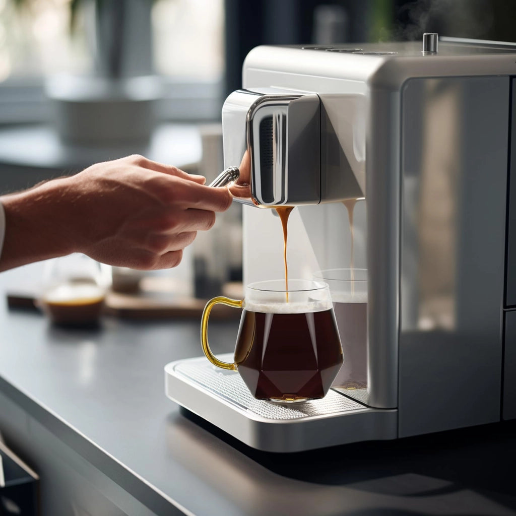 2 bicchieri per caffè da 300 ml, in vetro borosilicato, design a diamante, con manico