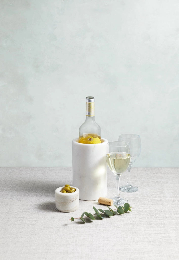 Secchiello per vino in marmo, 12 x 12 x 19 cm, bianco
