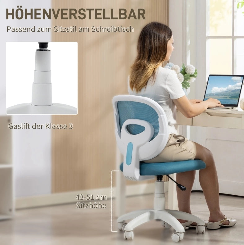 Sedia da ufficio ergonomica 59,5x53x81-89 cm in plastica blu, altezza regolabile