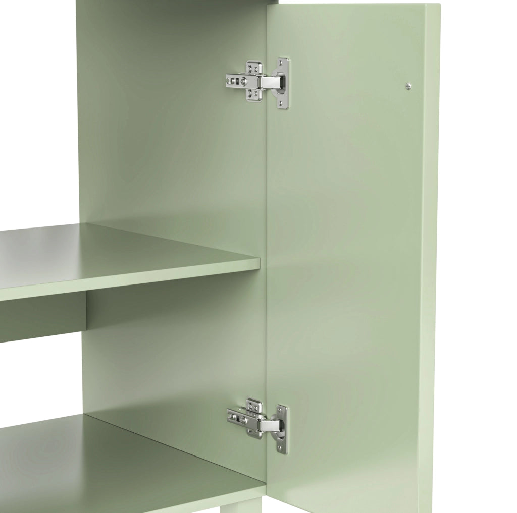 Mobile da bagno indipendente con lavabo in ceramica 81,7 cm, struttura in MDF laccato, piedi in legno massello di pino, colore verde