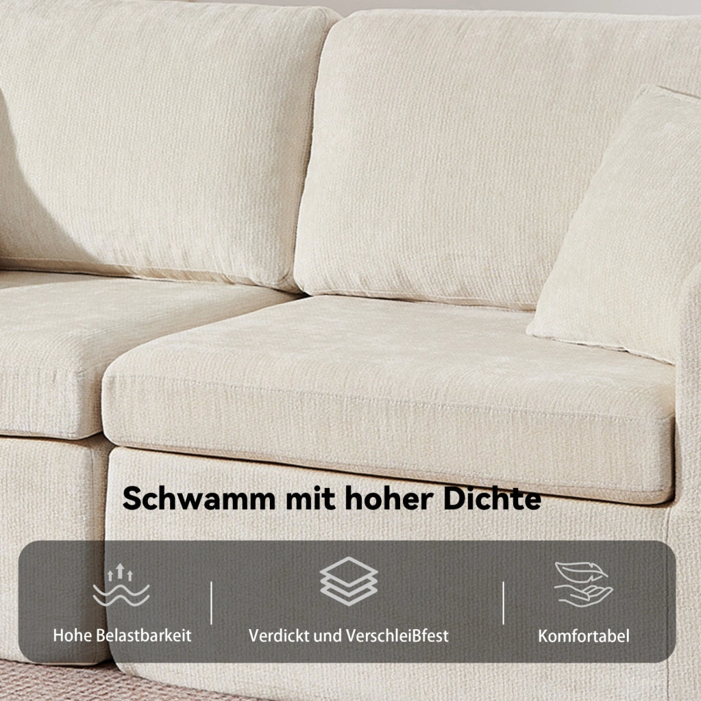 Divano relax 2 posti in ciniglia beige con USB e portabicchieri