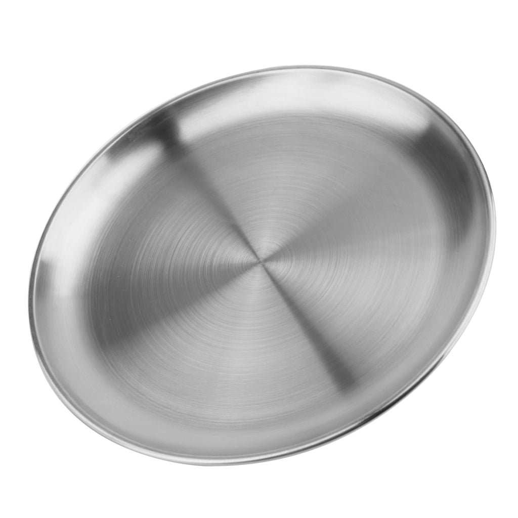 Set di 5 piatti piani in acciaio inossidabile, diametro 26 cm, forma rotonda, resistenti alla ruggine
