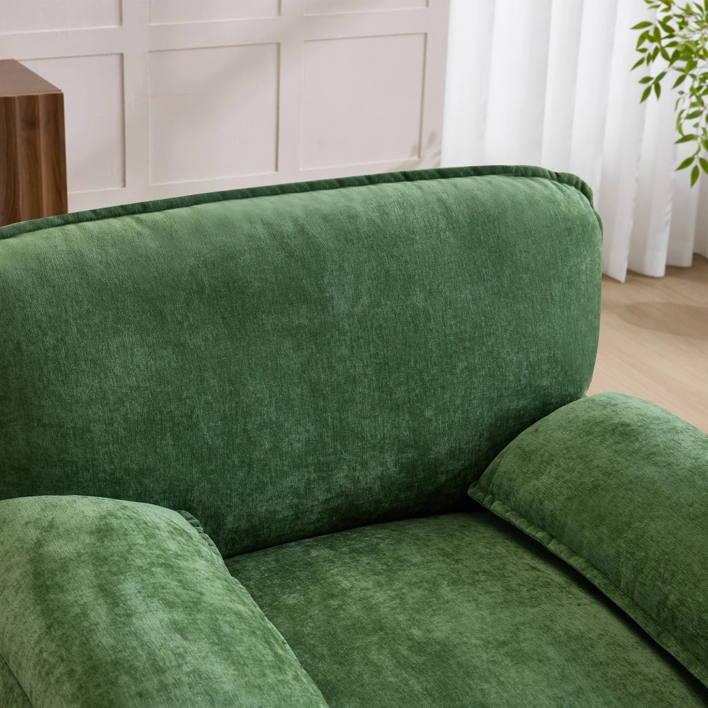 Poltrona con doppie tasche laterali in ciniglia verde scuro