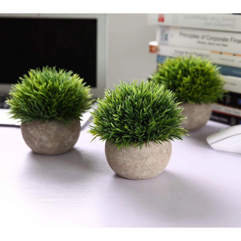 Set di 3 piante artificiali, mini piante da interno, colore verde