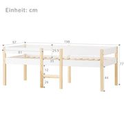 Letto per bambini semialto 90 × 190 cm con protezione anticaduta in legno di pino bianco