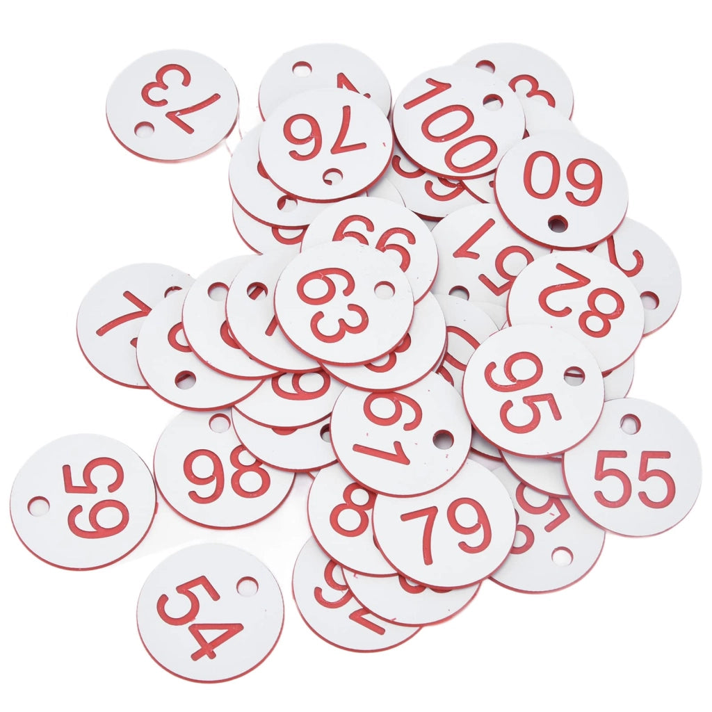 50 etichette numerate in plastica ABS per alveari, con foro (modello W51-100)