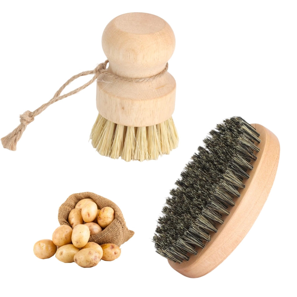 Set da 2 spazzole per la cucina in legno naturale, antimuffa e ad asciugatura rapida