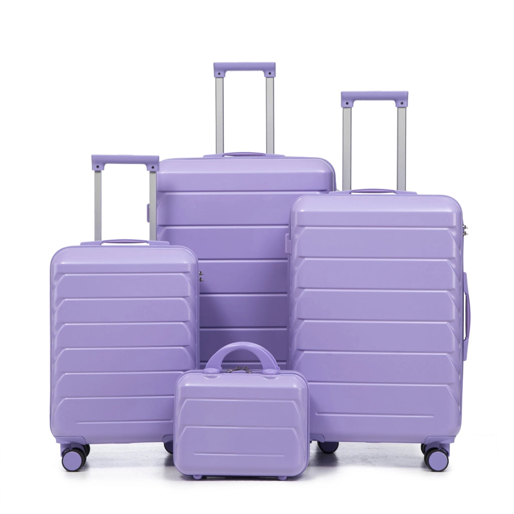 Set valigie rigide ULEVR 4 pezzi 19/24/28 pollici con beauty case 14 pollici, ABS blu e viola