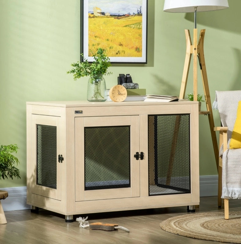 Gabbia per cani con chiusura 94 x 60 x 71,5 cm in acciaio naturale e nero