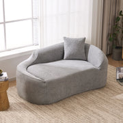 Divano chaise longue in ciniglia grigio chiaro con cuscino