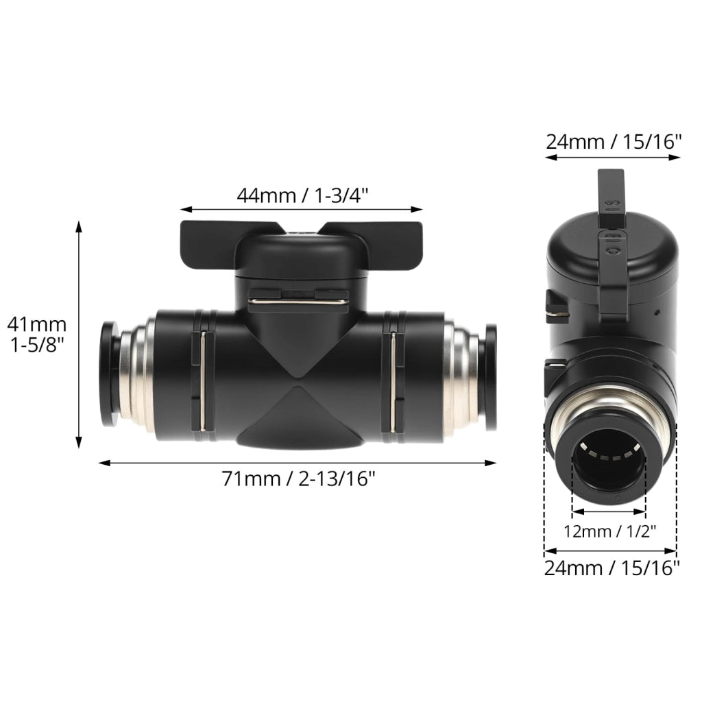 5 connettori pneumatici, diametro 12 mm, valvola a sfera