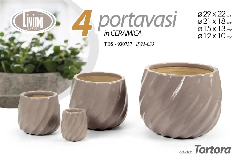 Set 4 portavasi in ceramica Ø28/20/14/10