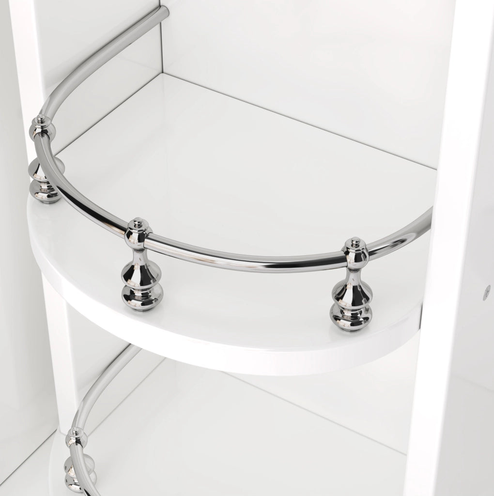 Toeletta bianca con specchio LED, organizer girevole e USB-C