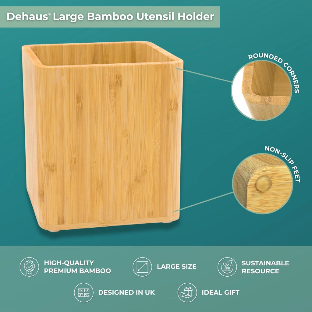 Portaoggetti in bambù per utensili da cucina, dimensioni 16,5x14x14 cm