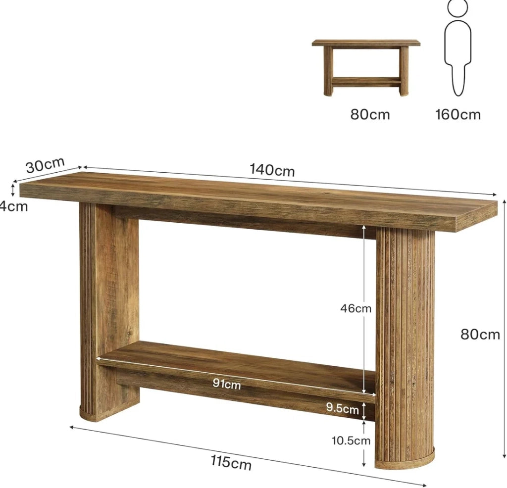 Consolle 140x30x80 cm in legno marrone design moderno per ingresso e corridoio