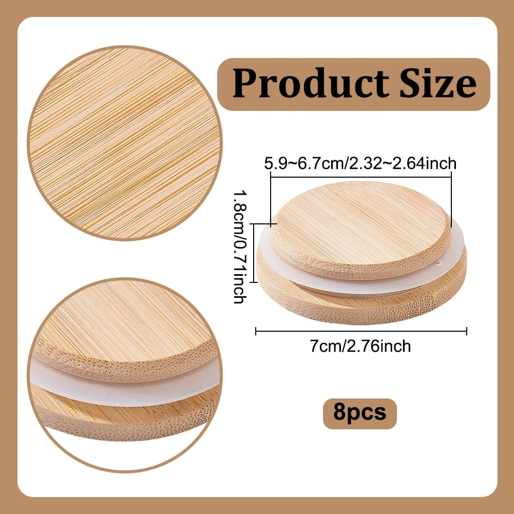 8 coperchi in bambù per vasetti, 7 cm, ermetici, marca Mocassin