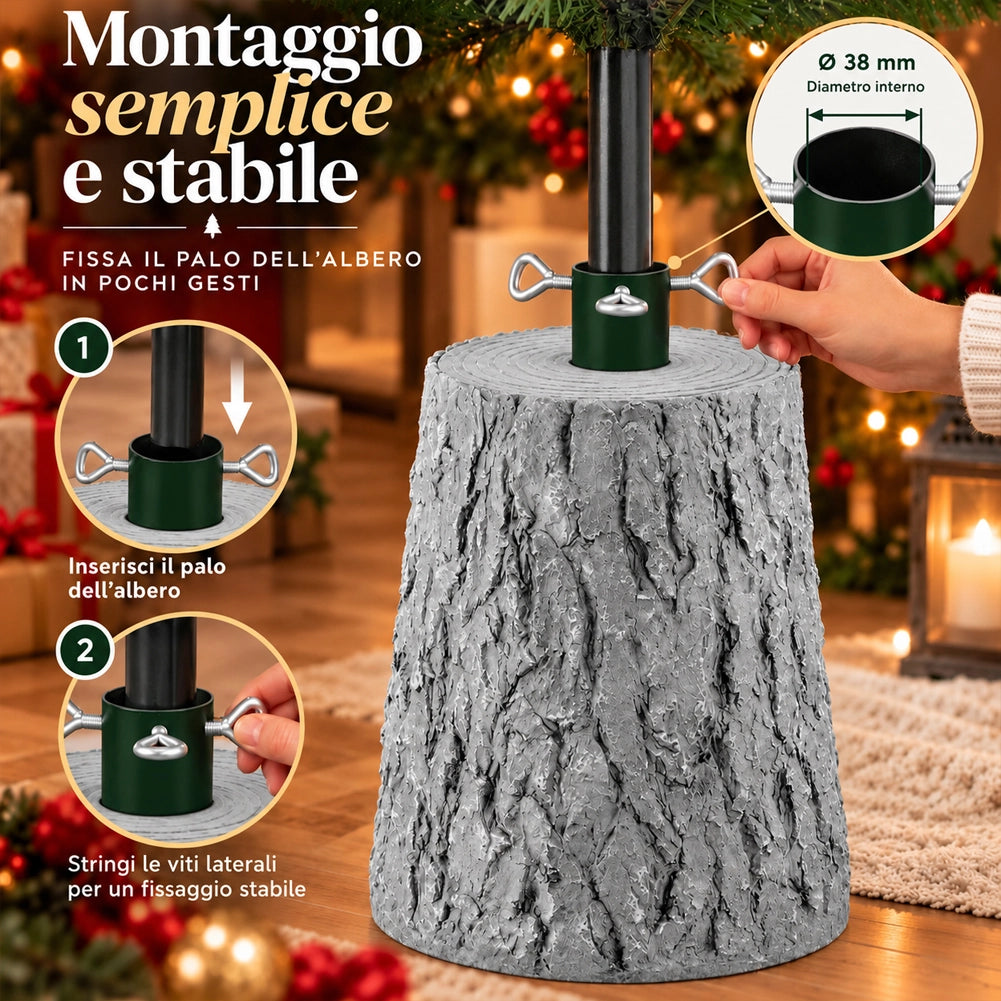 Base Supporto Albero Natale Chiaro Tronco Natalizio Attacco Universale H 46 cm