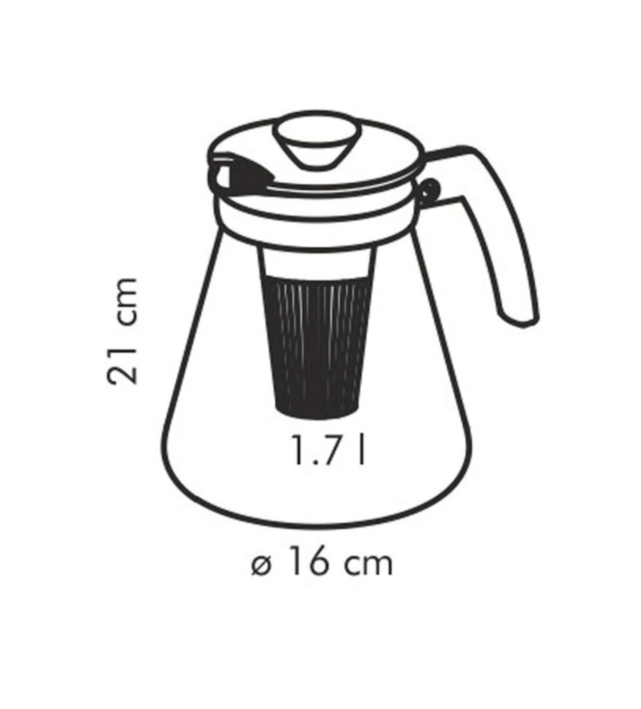Preparatore per tè/caffè da 1,7 litri con infusore, dimensioni 18 x 15,8 x 21,8 cm