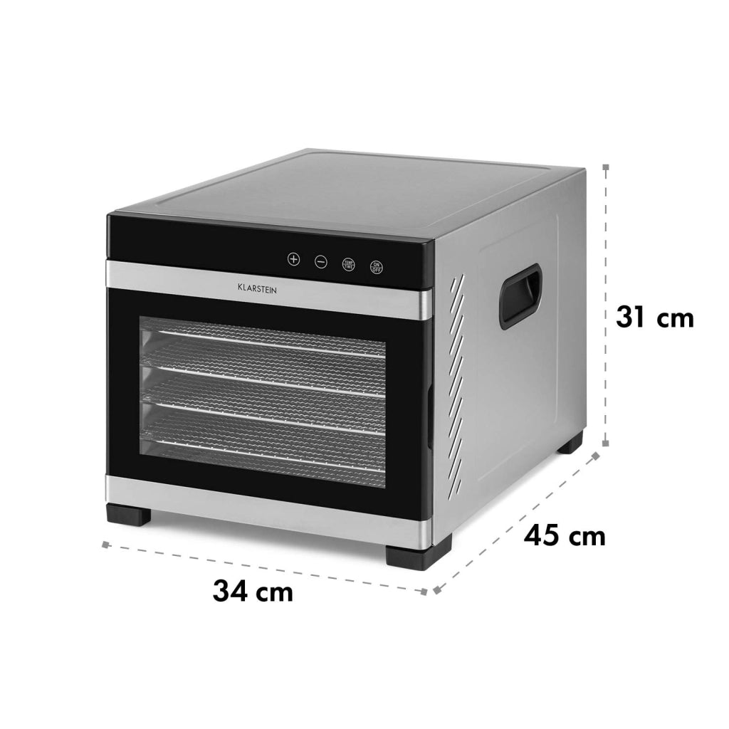 Asciugatrice 650 W, da 35 a 75 °C, 6 cassetti in acciaio inossidabile, timer, display touch screen
