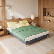 Struttura letto moderna 140x200 cm in velluto olandese grigio, senza testiera e materasso