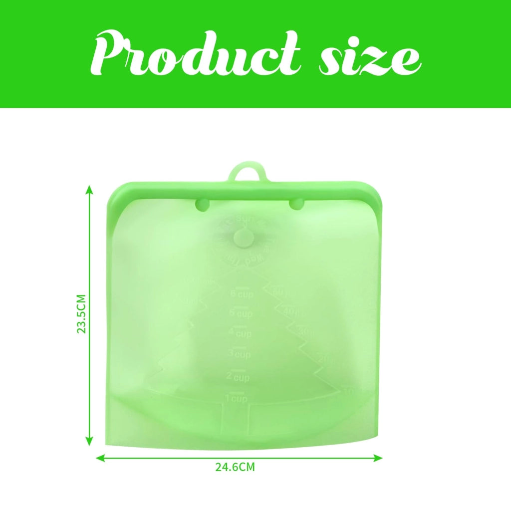 Sacchetti per il congelamento, in silicone, 1500 ml, verdi, riutilizzabili