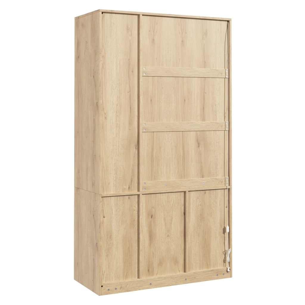 Armadio con specchio e illuminazione LED in MDF naturale
