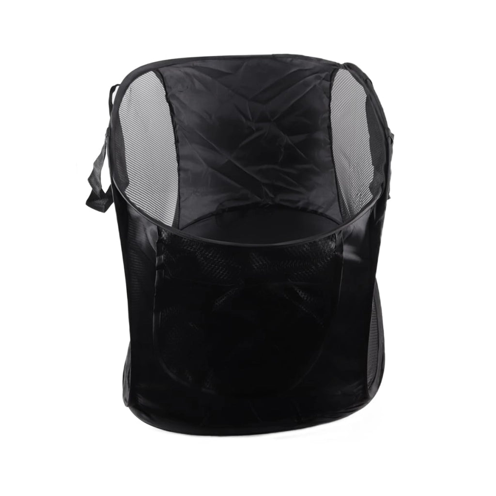 Cesto portabiancheria pieghevole in rete, dimensioni 58x36x36 cm, con maniglie e tasca laterale