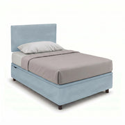 Letto Singolo Contenitore Imbottito 80x190 cm Microfibra Azzurro BoxMax Testata Flat