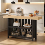 Tavolo bar nero in MDF con 2 ripiani e poggiapiedi 160x40x105 cm